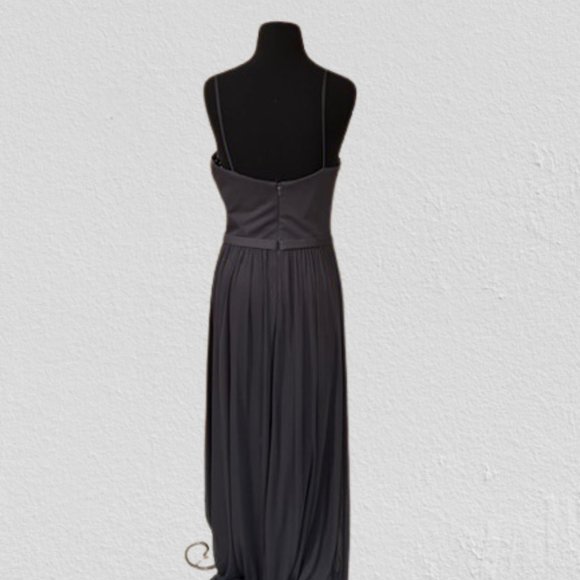 Deep Illusion Neckline A line skirt Bridesmaid Dress - Picture 7 of 16